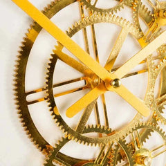 White And Golden Gears Wall Clock