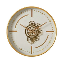 White And Golden Gears Wall Clock