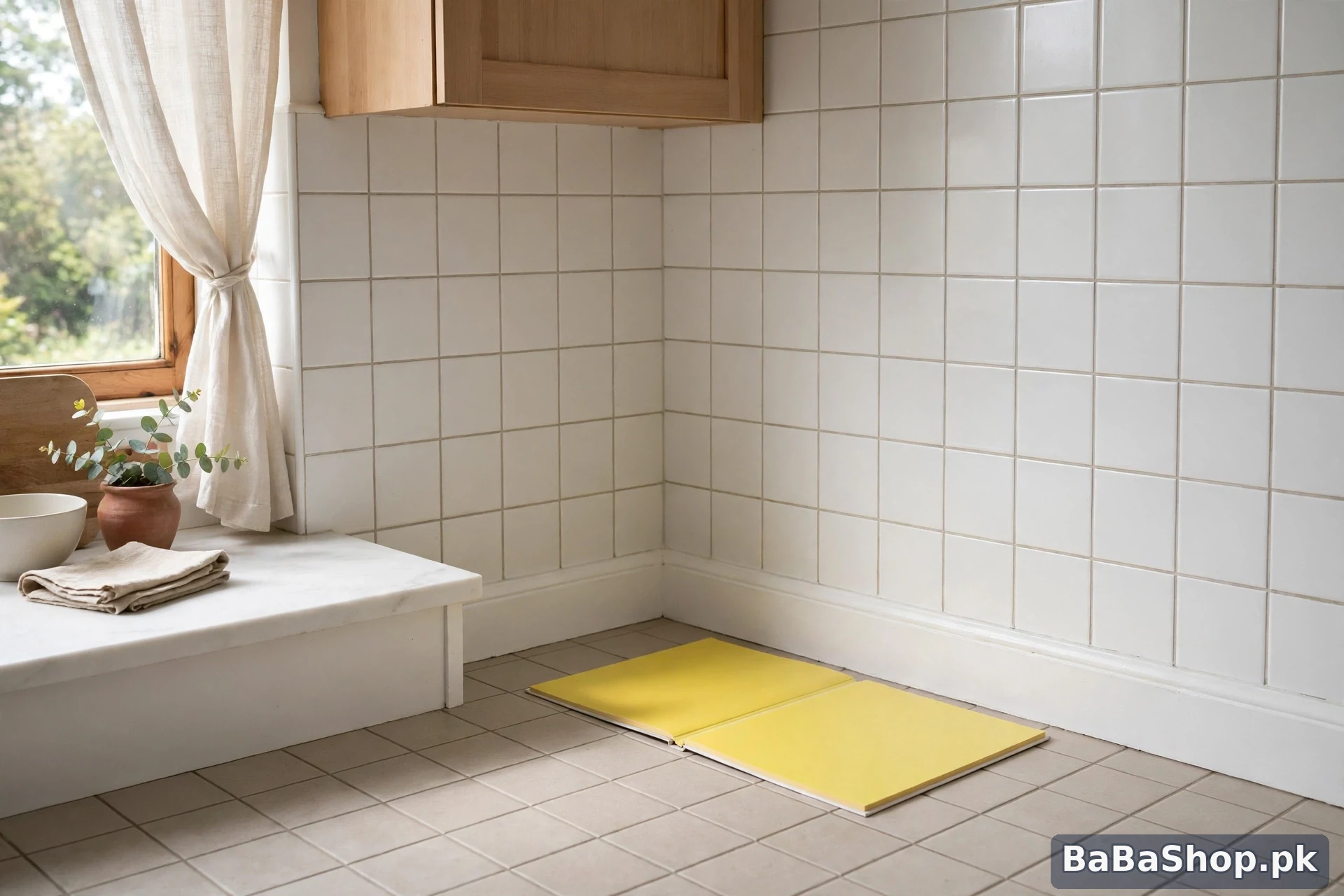 Rat glue pad placed along a kitchen wall to catch rats in the house without poison