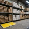 Rat glue pads placed under godown shelving to protect stored grain and stock from rats